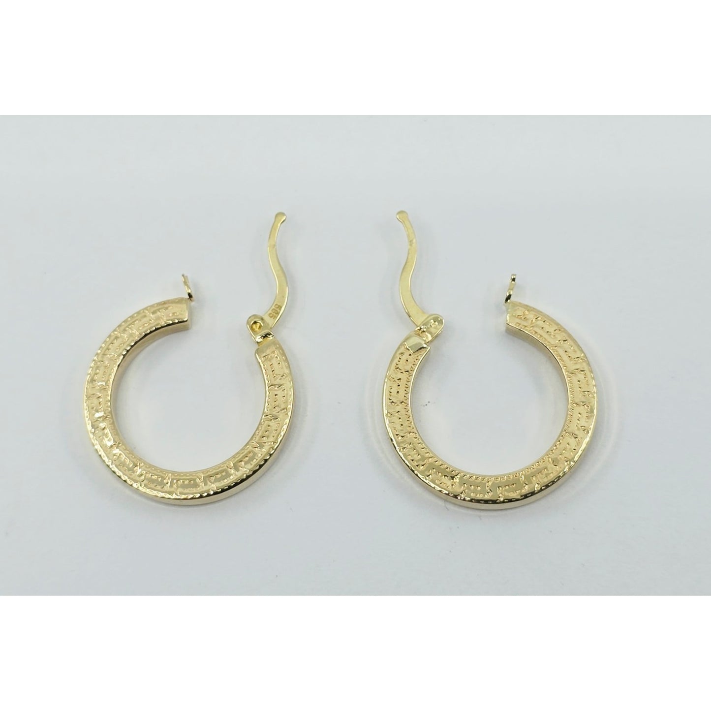 14K Yellow Gold Hinged Versace Style Hoop Earrings