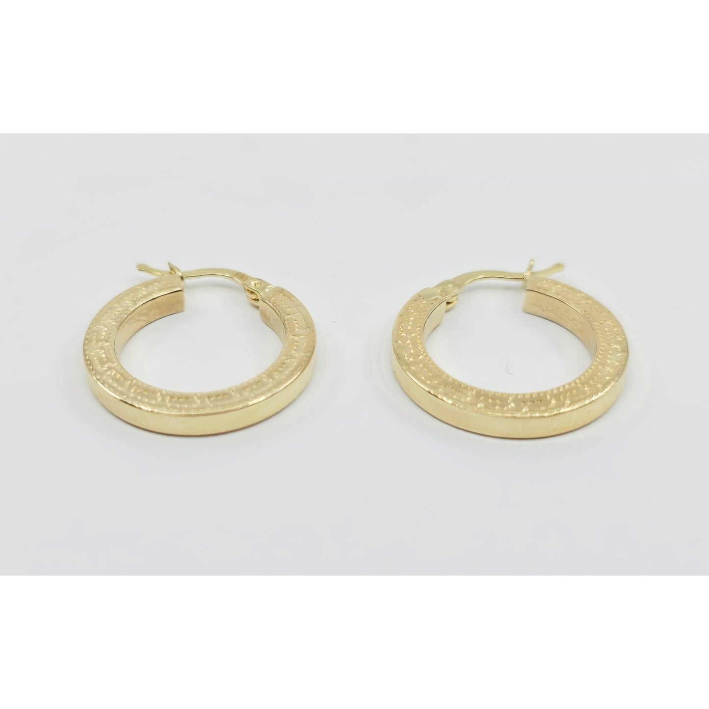 14K Yellow Gold Hinged Versace Style Hoop Earrings