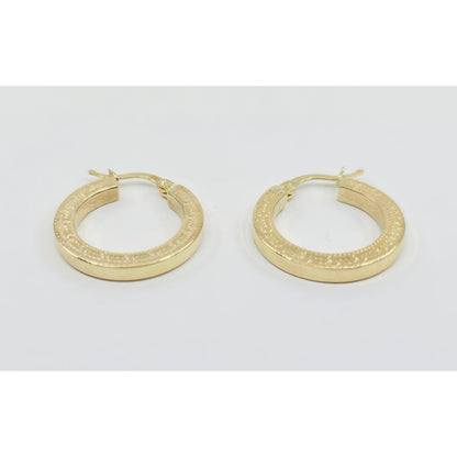 14K Yellow Gold Hinged Versace Style Hoop Earrings