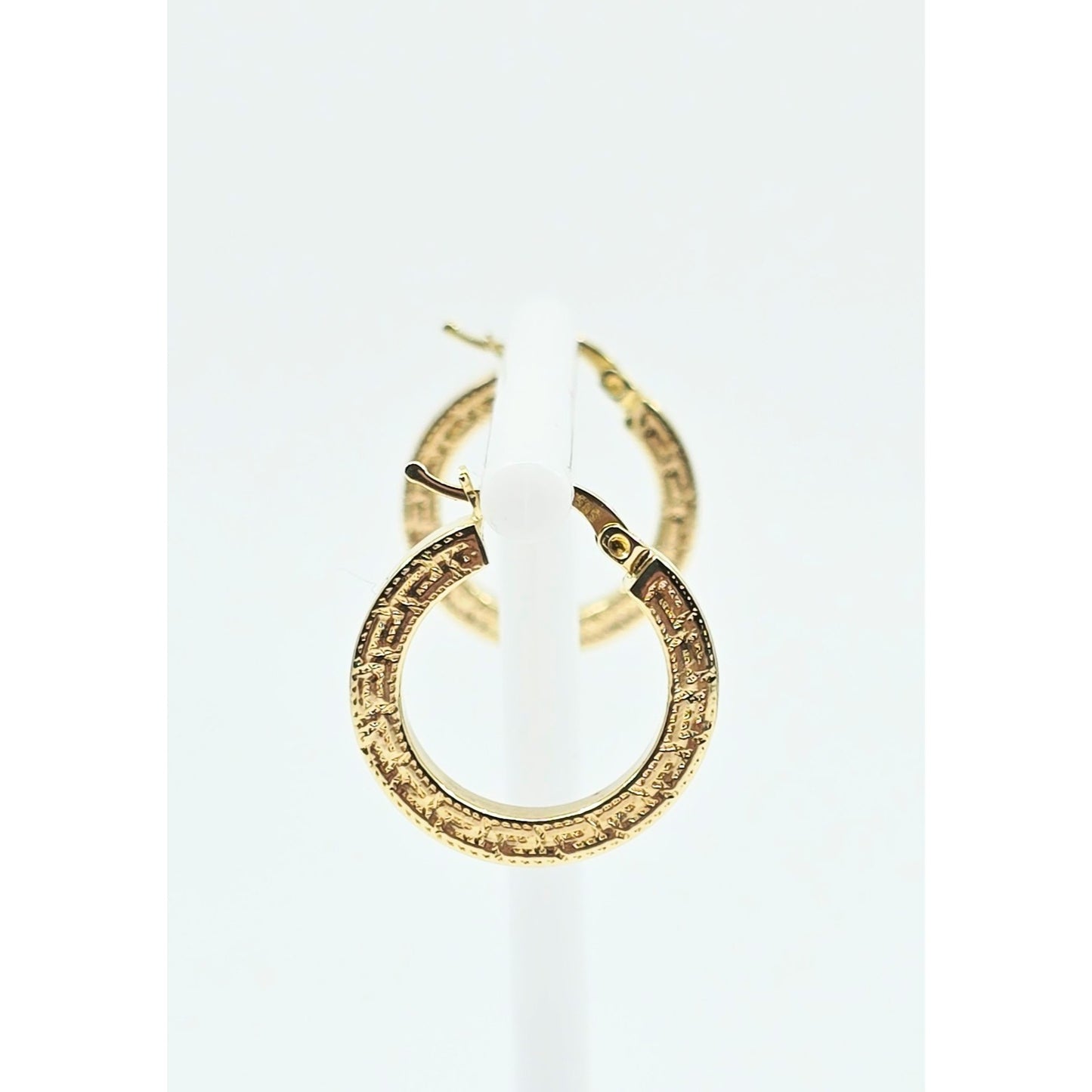 14K Yellow Gold Hinged Versace Style Hoop Earrings