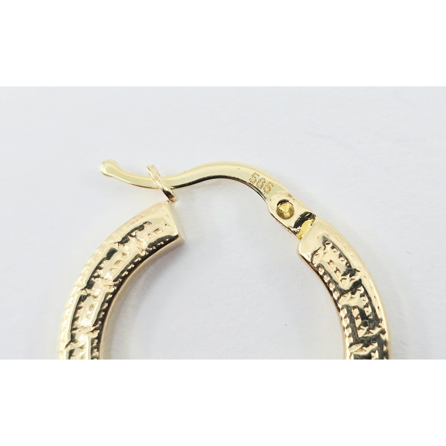 14K Yellow Gold Hinged Versace Style Hoop Earrings