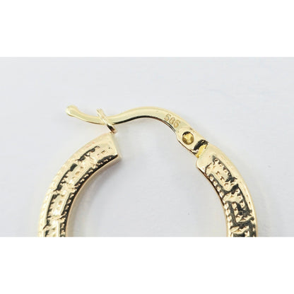 14K Yellow Gold Hinged Versace Style Hoop Earrings