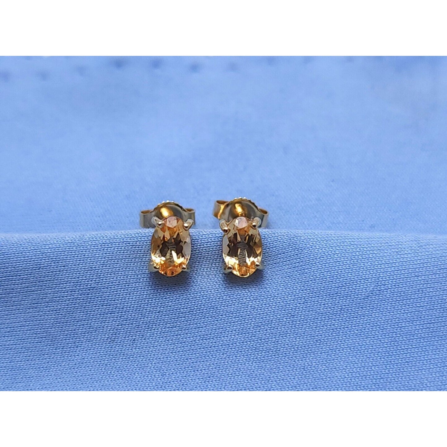 14K Yellow Gold Oval Cut Citrine Stud Earrings