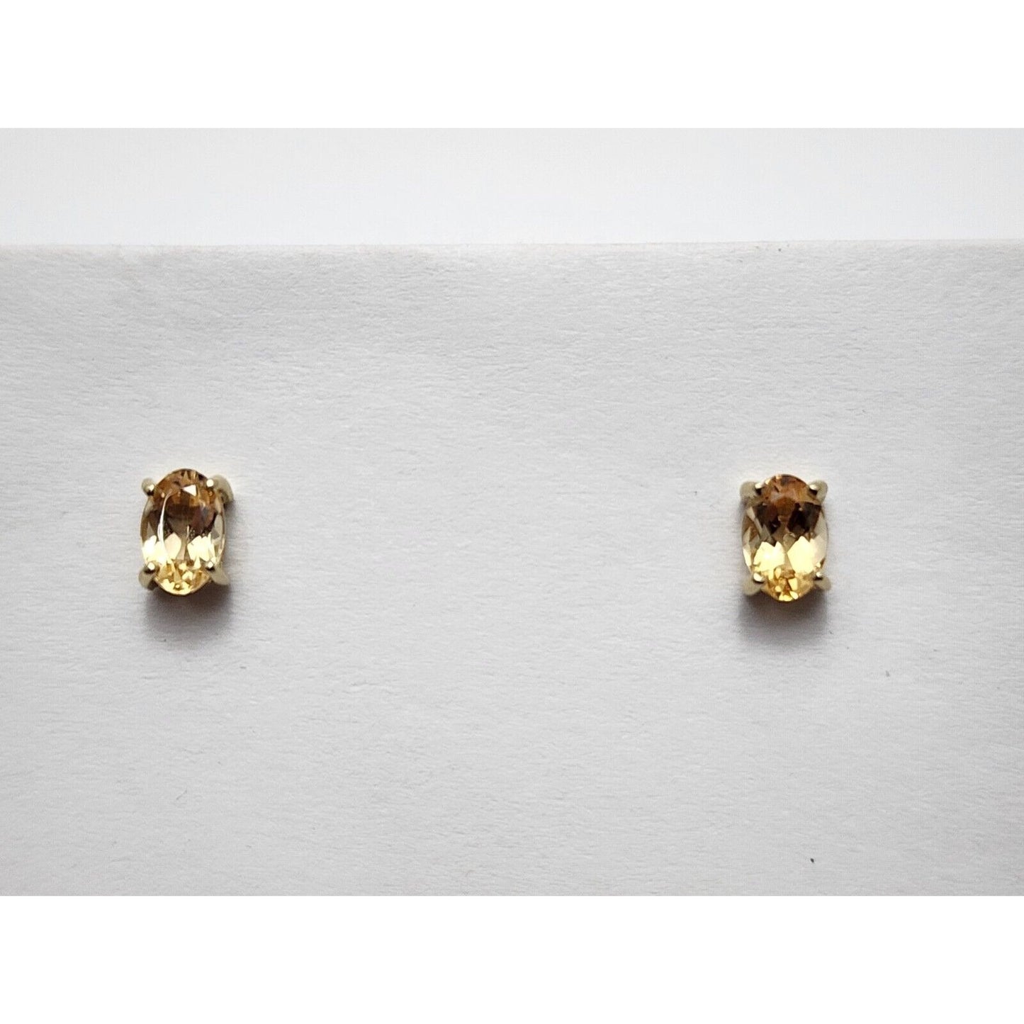 14K Yellow Gold Oval Cut Citrine Stud Earrings