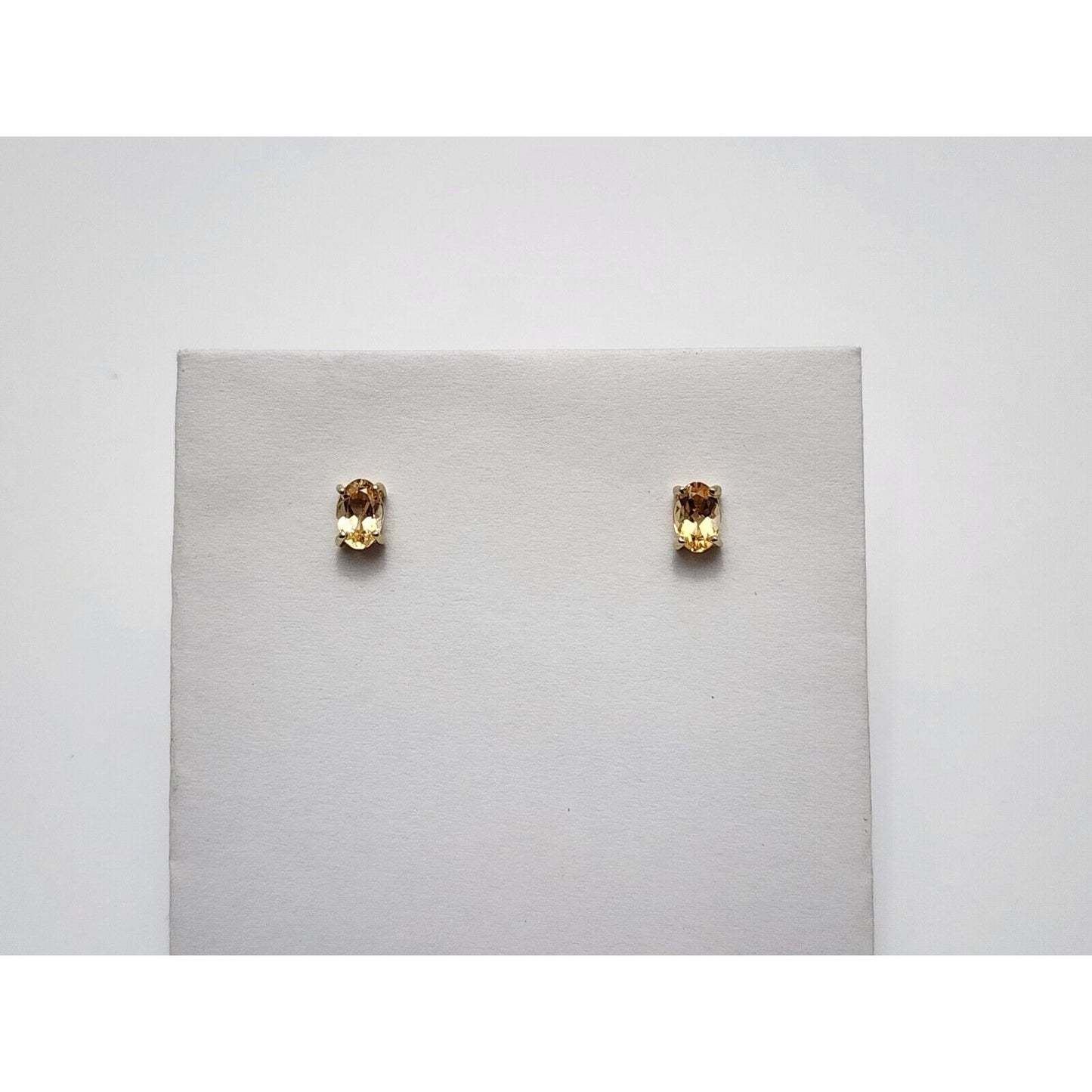 14K Yellow Gold Oval Cut Citrine Stud Earrings