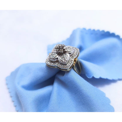 14K Two Tone Gold Flower Style Diamond Ring