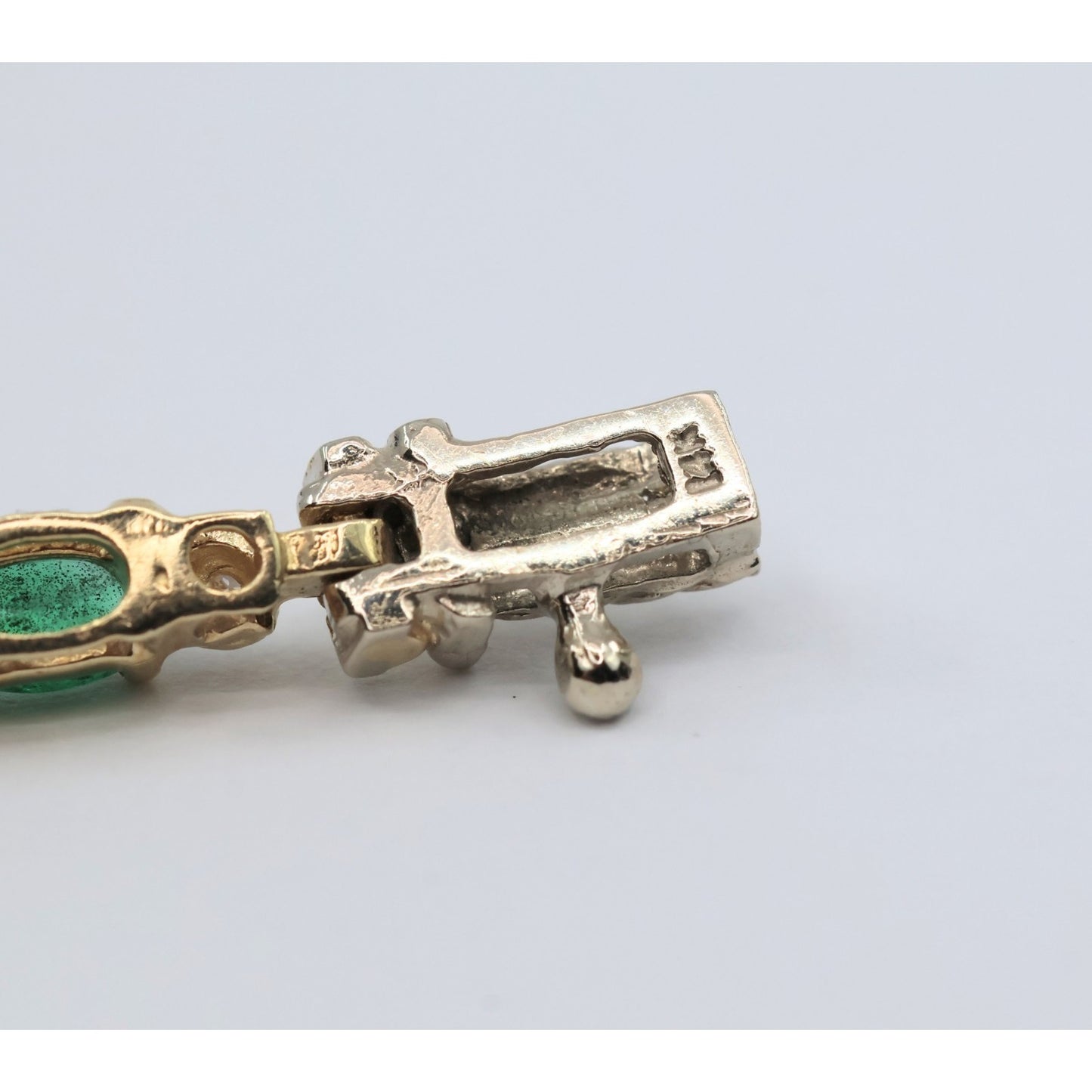 14K Two Tone Gold Emerald & Diamond Tennis Link Bracelet
