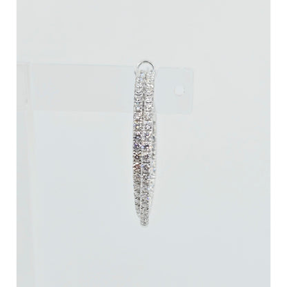 14K White Gold JLJ Double Sided Diamond Round Hoop Earrings