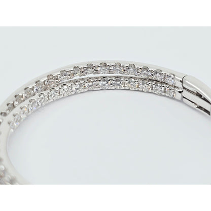 14K White Gold JLJ Double Sided Diamond Round Hoop Earrings