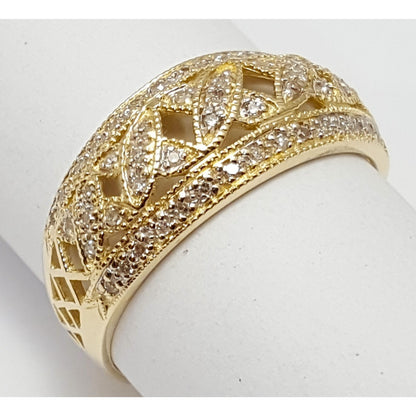14K Yellow Gold Cluster Diamond Ring