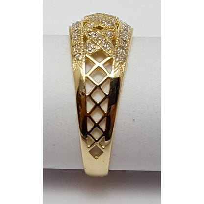 14K Yellow Gold Cluster Diamond Ring