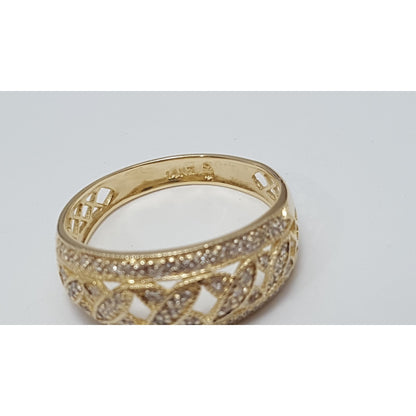 14K Yellow Gold Cluster Diamond Ring