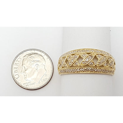 14K Yellow Gold Cluster Diamond Ring