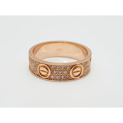 18K Rose Gold Diamond Wedding Ring Band
