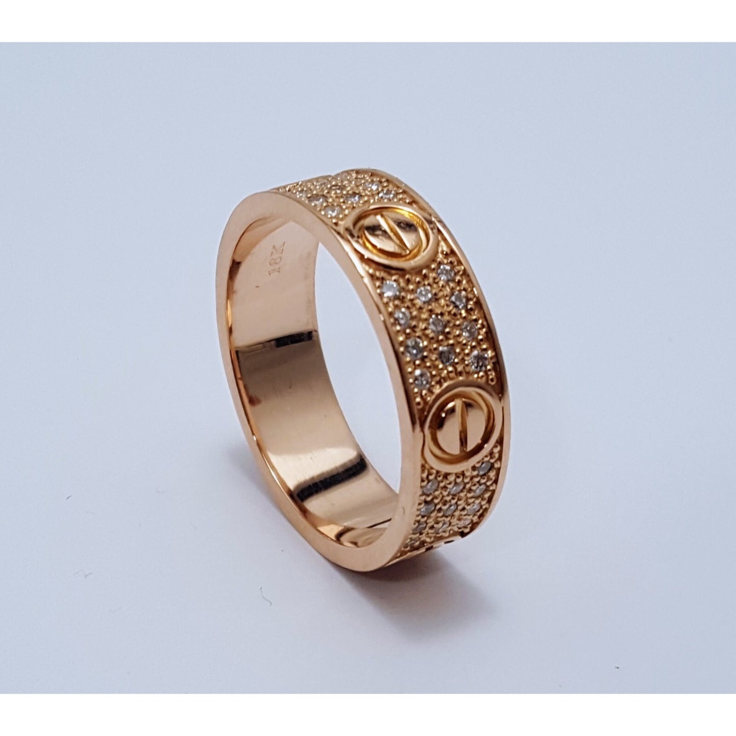 18K Rose Gold Diamond Wedding Ring Band