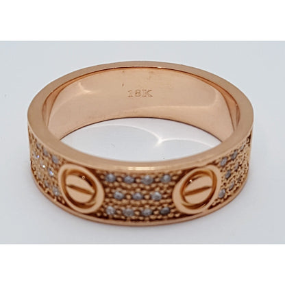 18K Rose Gold Diamond Wedding Ring Band