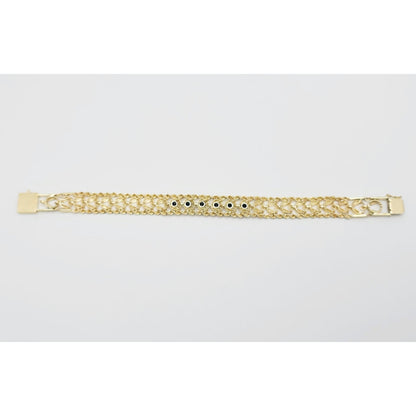 14K Yellow Gold Diamond Cut Double Rope Sapphire Bracelet