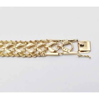14K Yellow Gold Diamond Cut Double Rope Sapphire Bracelet