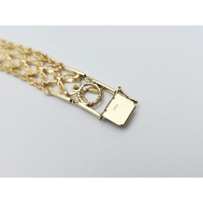 14K Yellow Gold Diamond Cut Double Rope Sapphire Bracelet