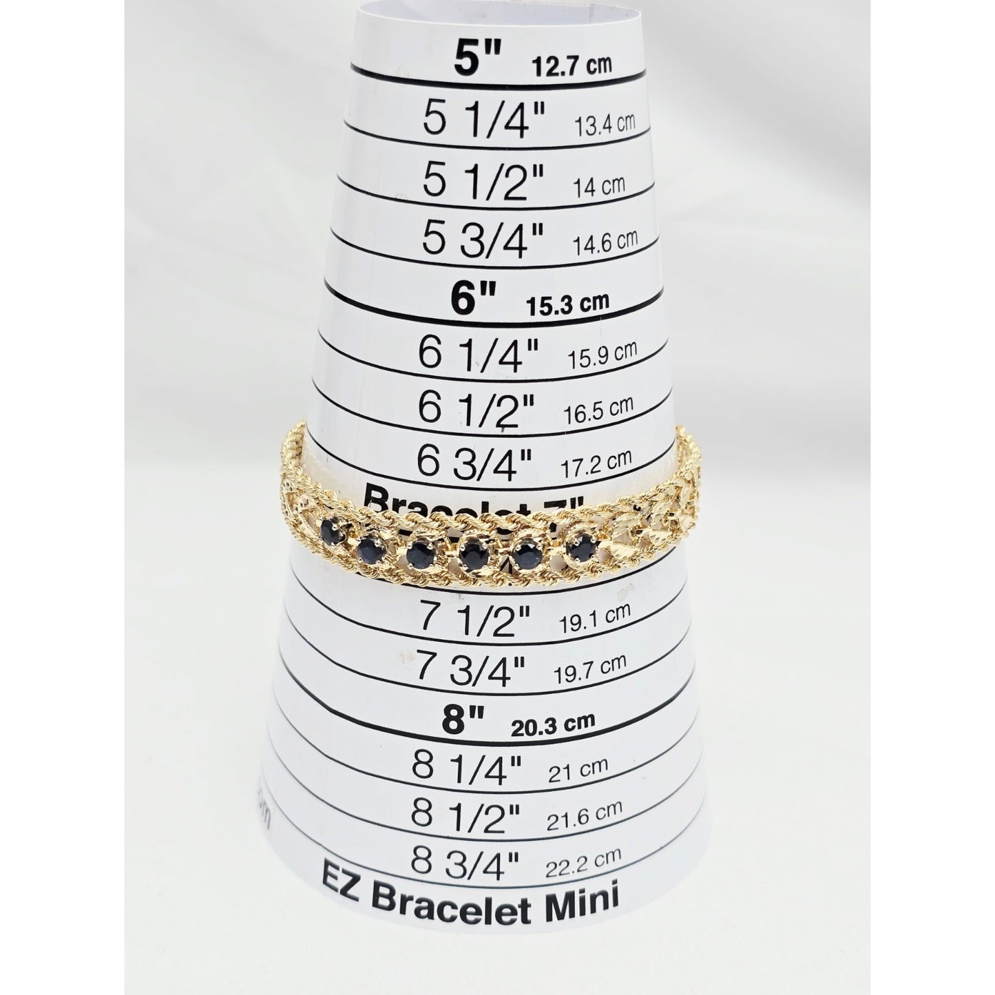 14K Yellow Gold Diamond Cut Double Rope Sapphire Bracelet