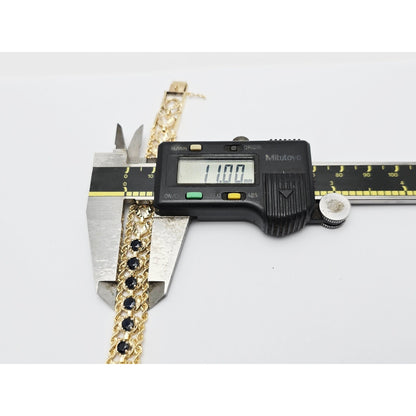 14K Yellow Gold Diamond Cut Double Rope Sapphire Bracelet