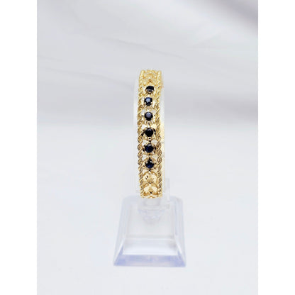 14K Yellow Gold Diamond Cut Double Rope Sapphire Bracelet