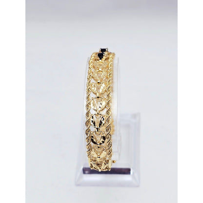 14K Yellow Gold Diamond Cut Double Rope Sapphire Bracelet