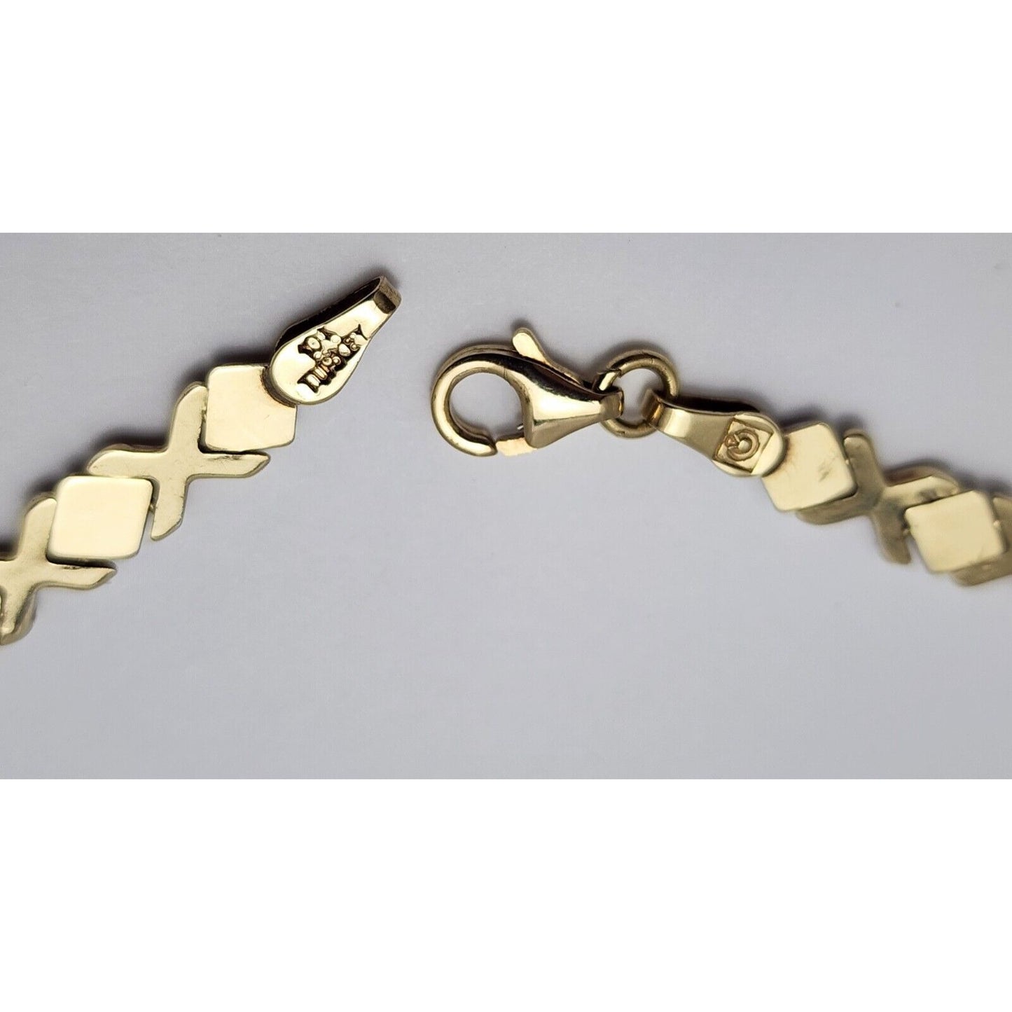 10K Two Tone Gold Diamond Cut XOXO Choker Link Chain Necklace