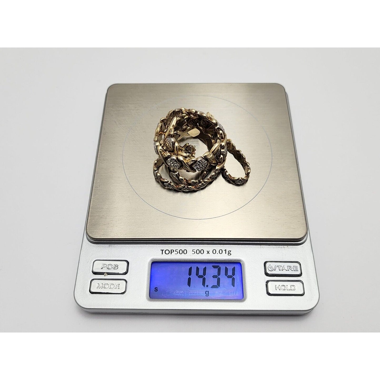 10K Two Tone Gold Diamond Cut XOXO Choker Link Chain Necklace