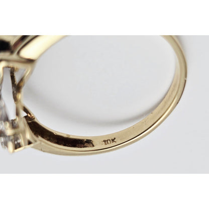 10K Two Tone Gold Green Quartz & Diamond Flower Ring