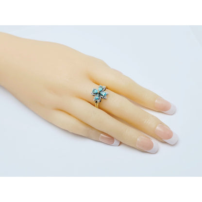 10K Two Tone Gold Green Quartz & Diamond Flower Ring