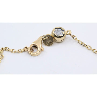 14K Yellow Gold Diamond Cut Heart Charm Link Bracelet