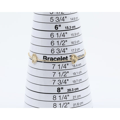 14K Yellow Gold Diamond Cut Heart Charm Link Bracelet