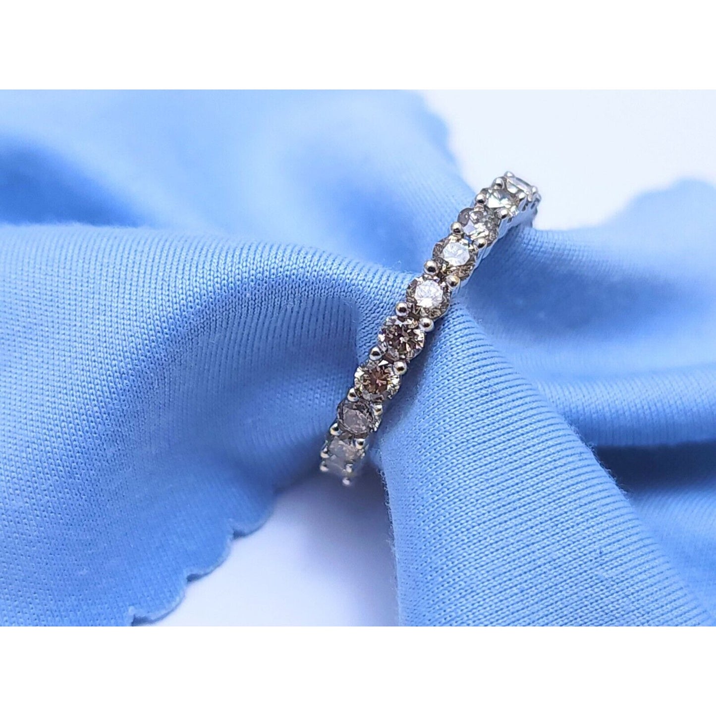 14K White Gold Ladies Diamond Eternity Wedding Band Ring