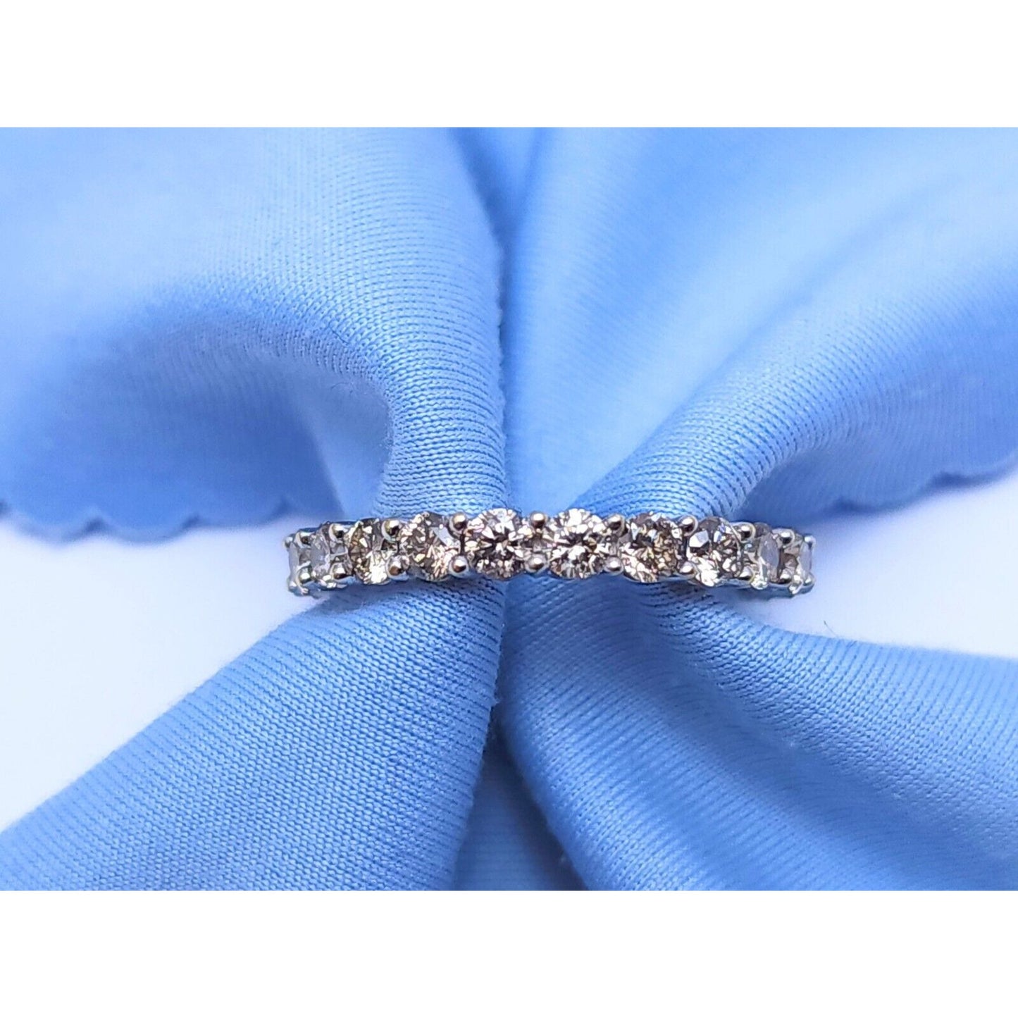 14K White Gold Ladies Diamond Eternity Wedding Band Ring