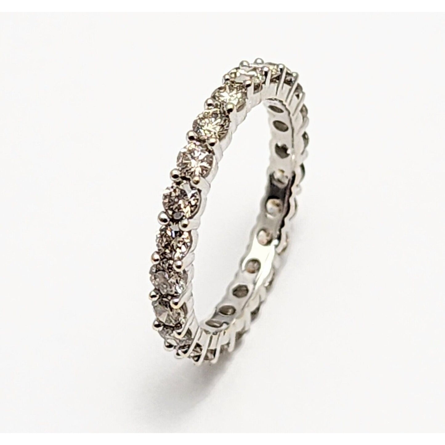 14K White Gold Ladies Diamond Eternity Wedding Band Ring