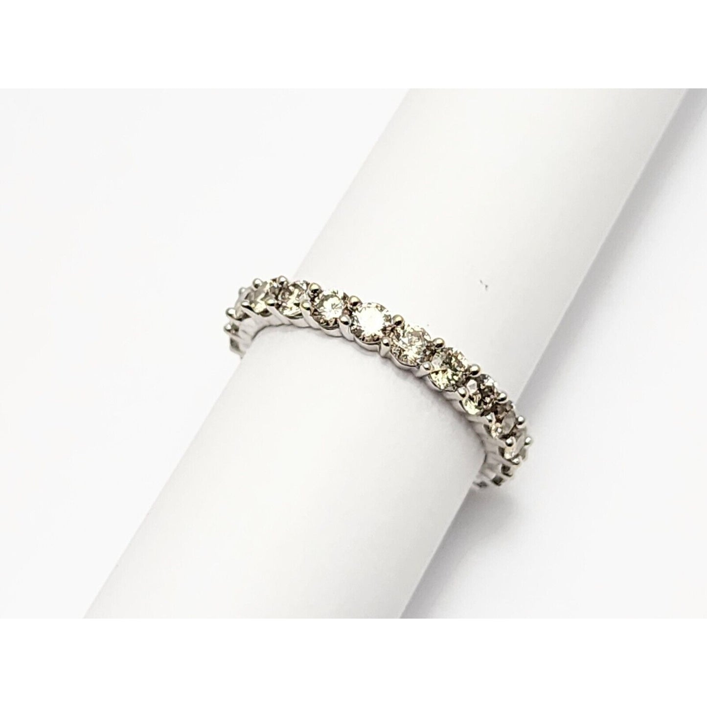 14K White Gold Ladies Diamond Eternity Wedding Band Ring