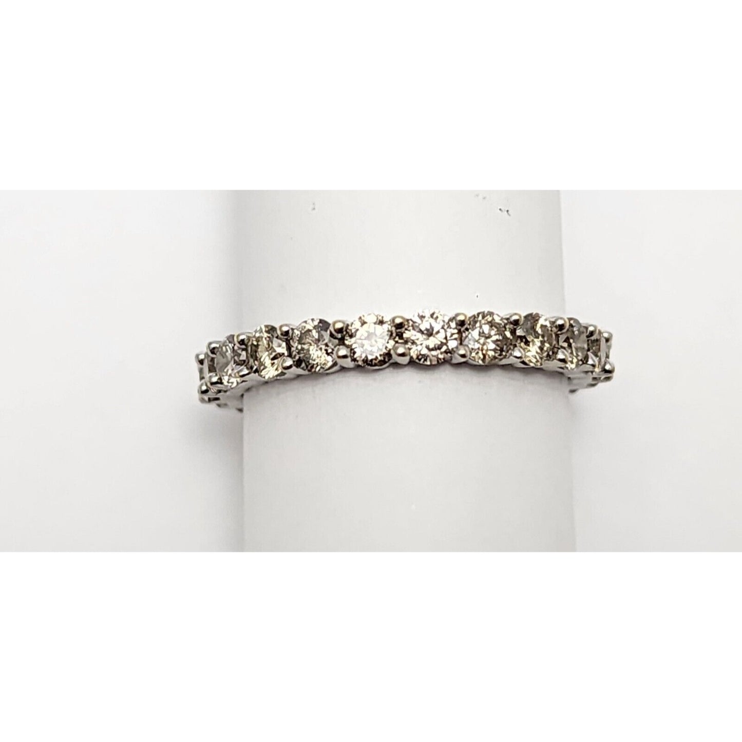 14K White Gold Ladies Diamond Eternity Wedding Band Ring