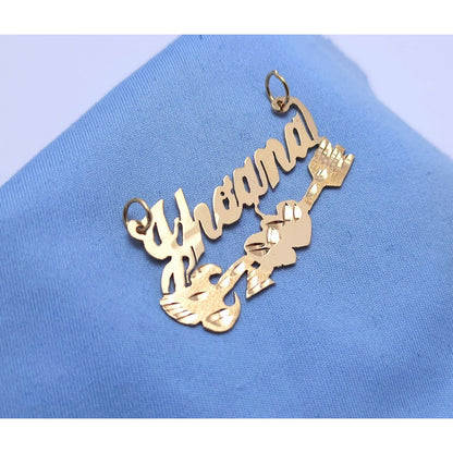 14K Yellow Gold Initial Name "Jhoana" Charm Pendant