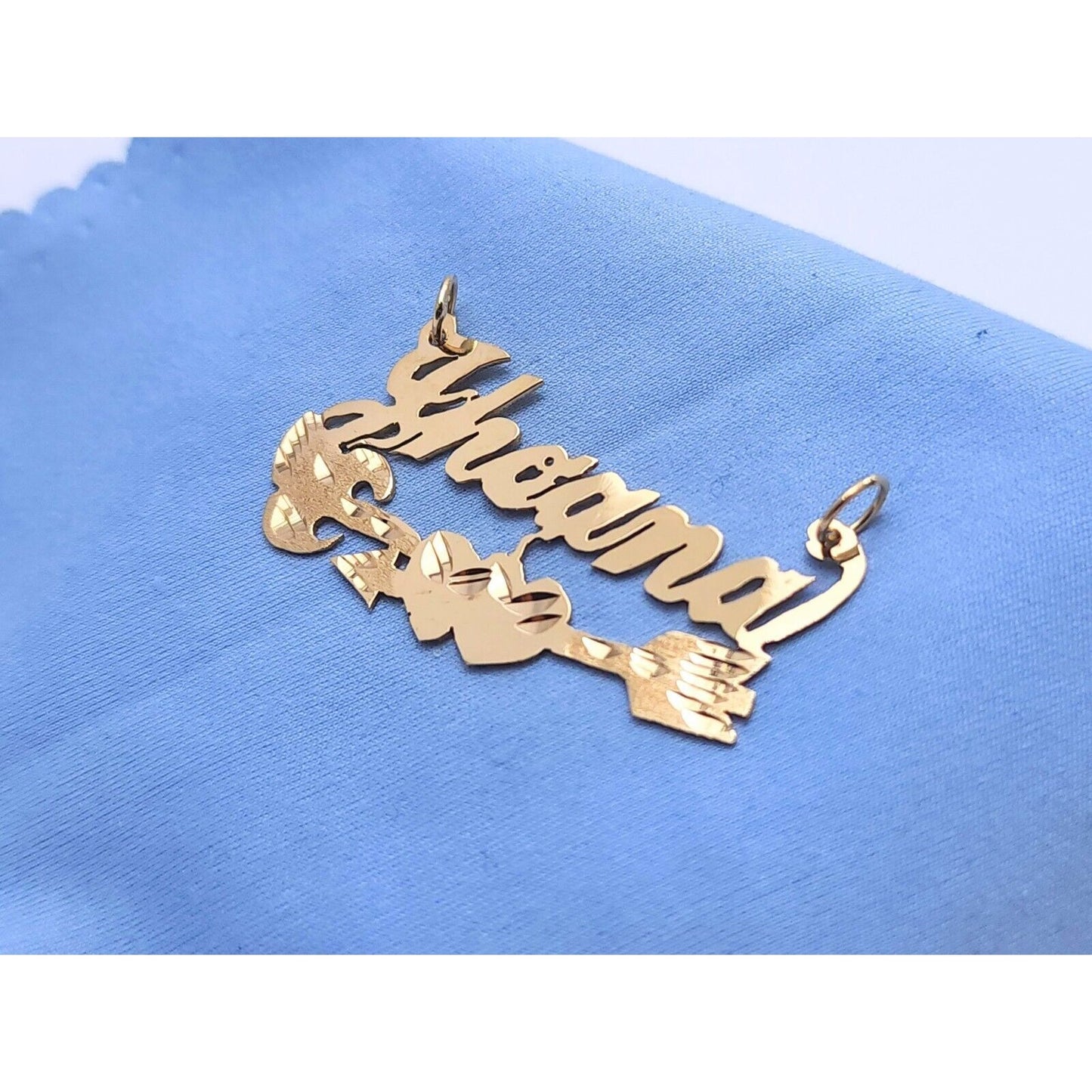 14K Yellow Gold Initial Name "Jhoana" Charm Pendant