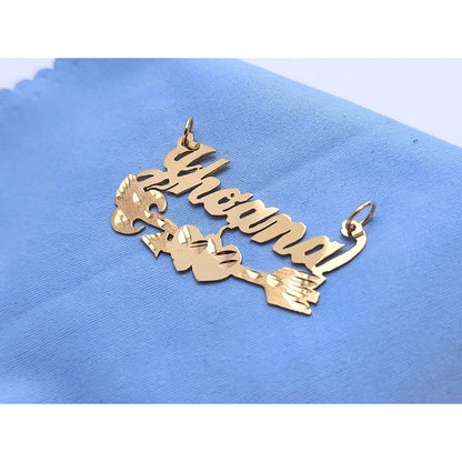 14K Yellow Gold Initial Name "Jhoana" Charm Pendant