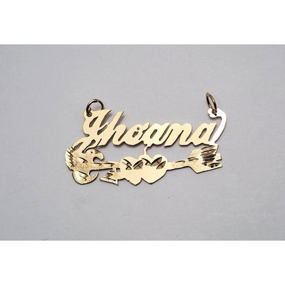 14K Yellow Gold Initial Name "Jhoana" Charm Pendant