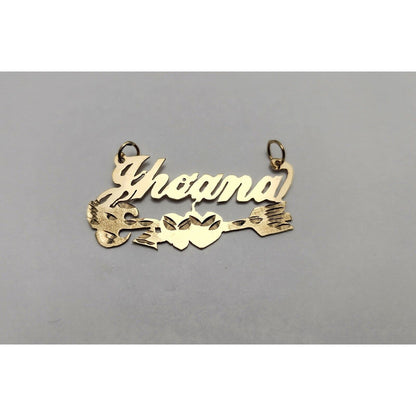 14K Yellow Gold Initial Name "Jhoana" Charm Pendant