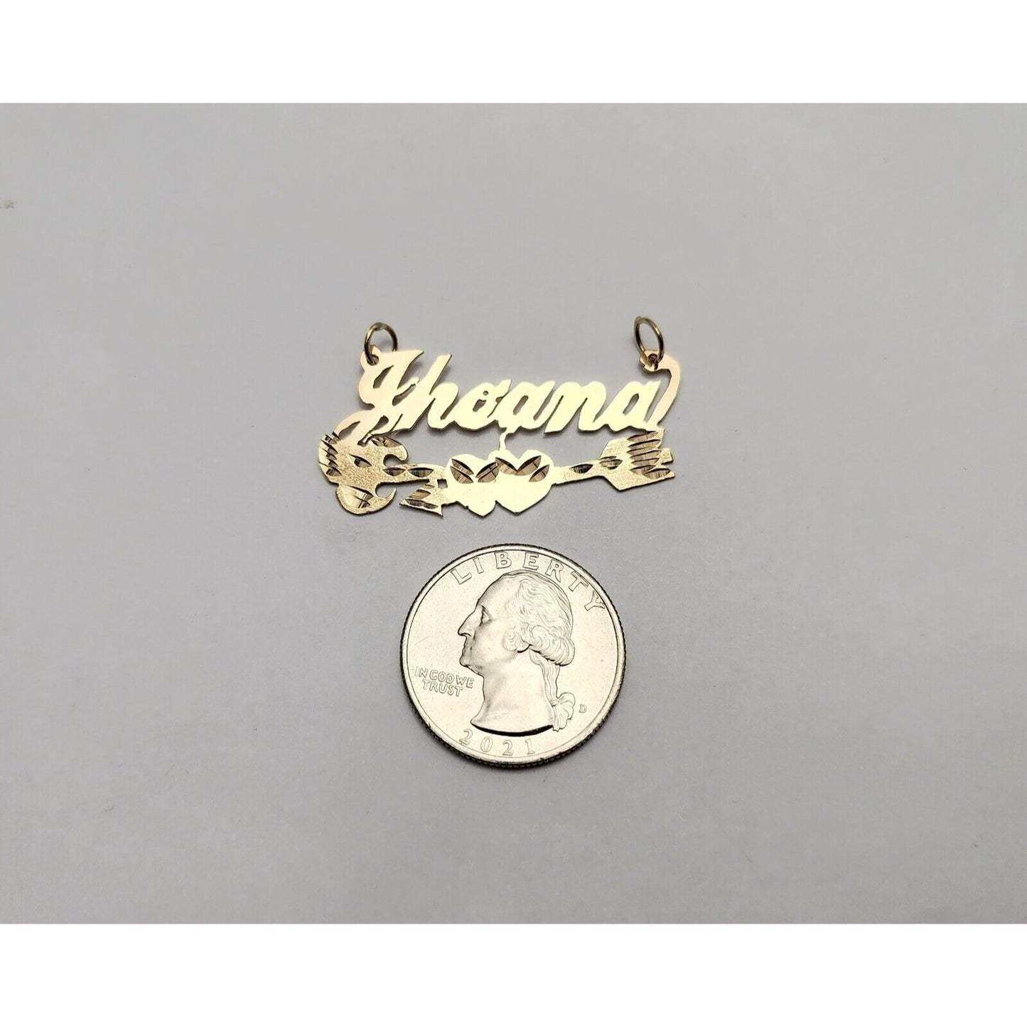 14K Yellow Gold Initial Name "Jhoana" Charm Pendant