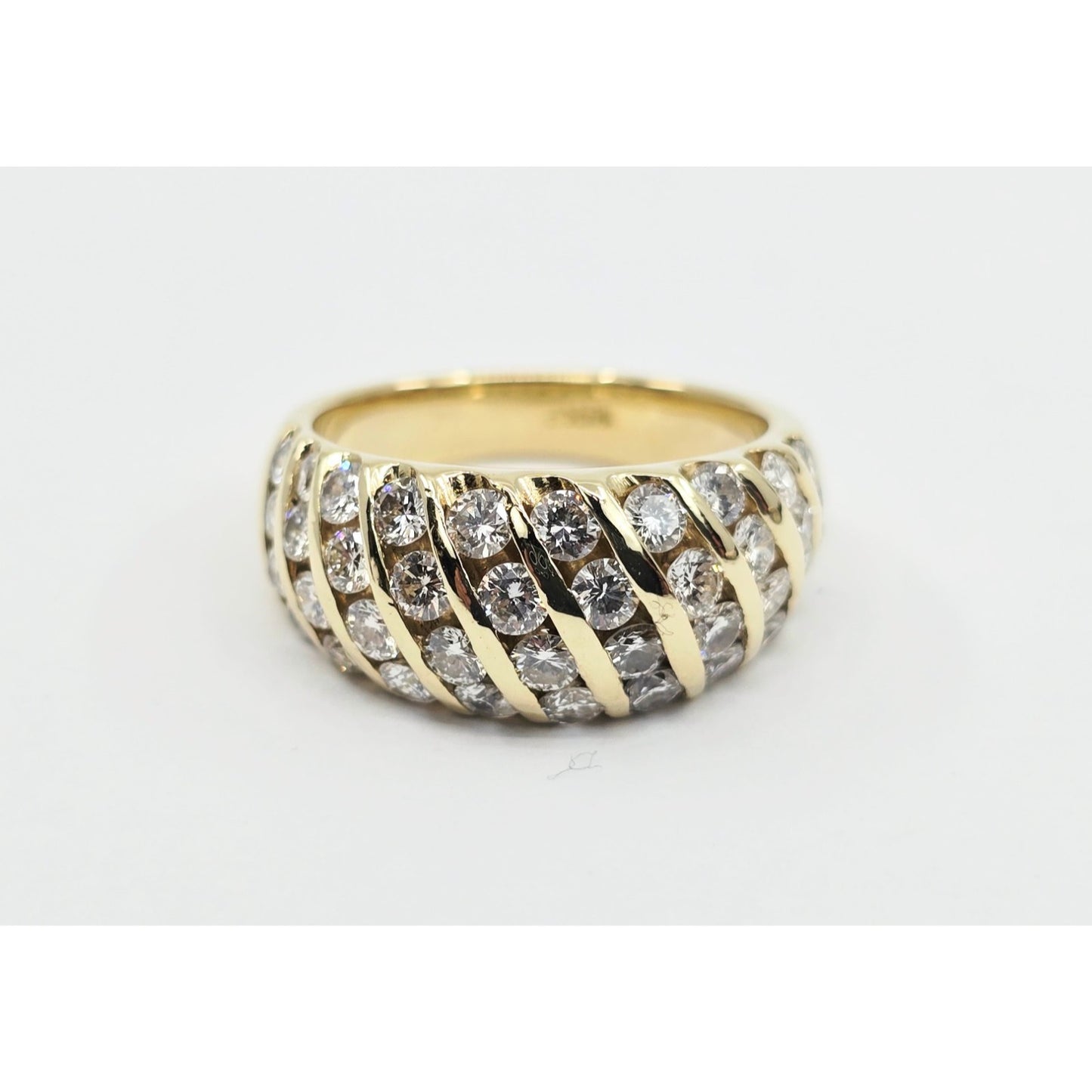 14K Yellow Gold Round Diamond Cocktail Ring