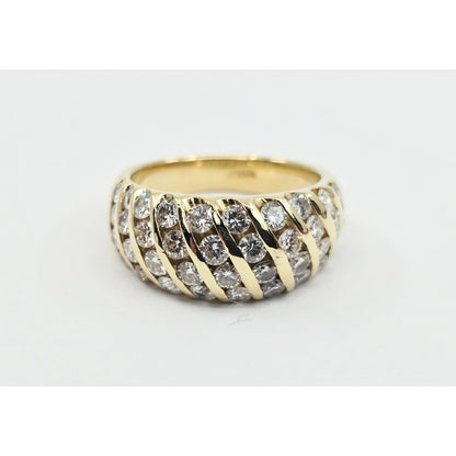14K Yellow Gold Round Diamond Cocktail Ring
