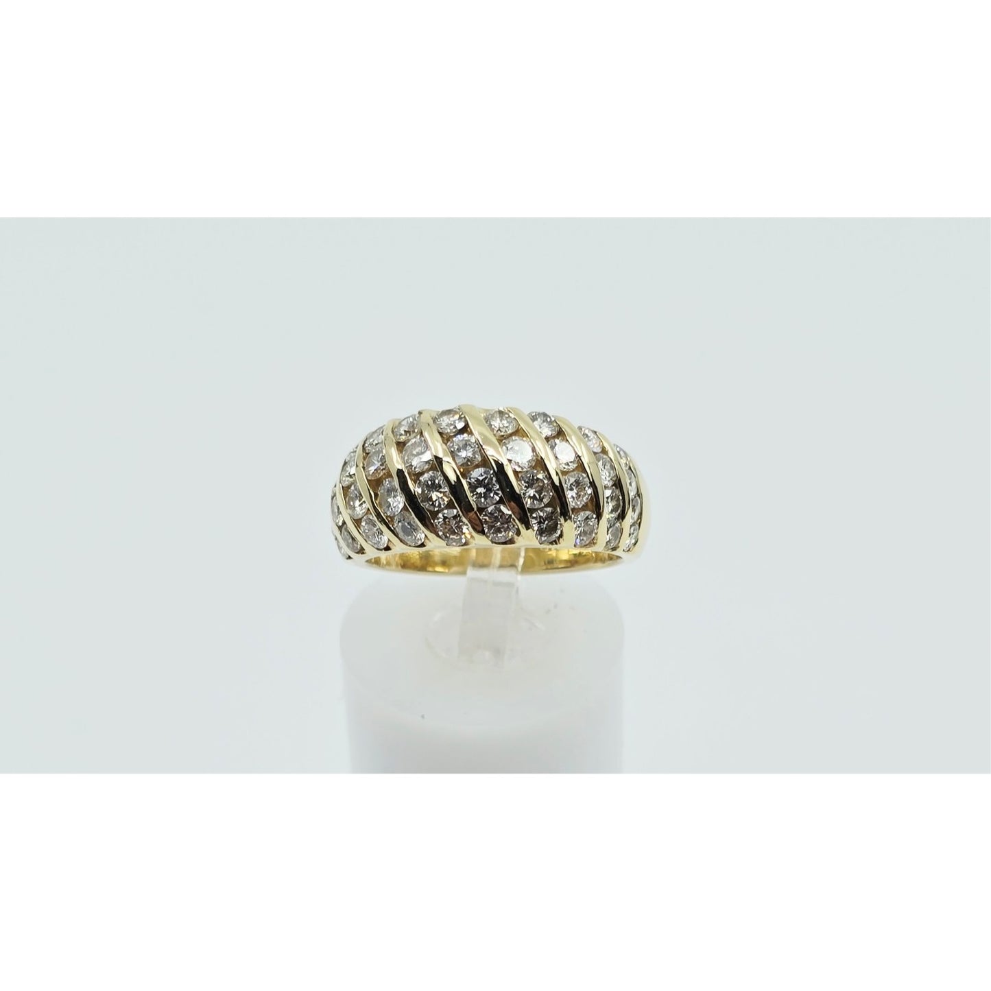 14K Yellow Gold Round Diamond Cocktail Ring