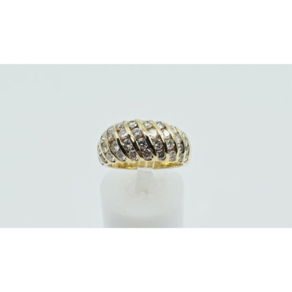 14K Yellow Gold Round Diamond Cocktail Ring