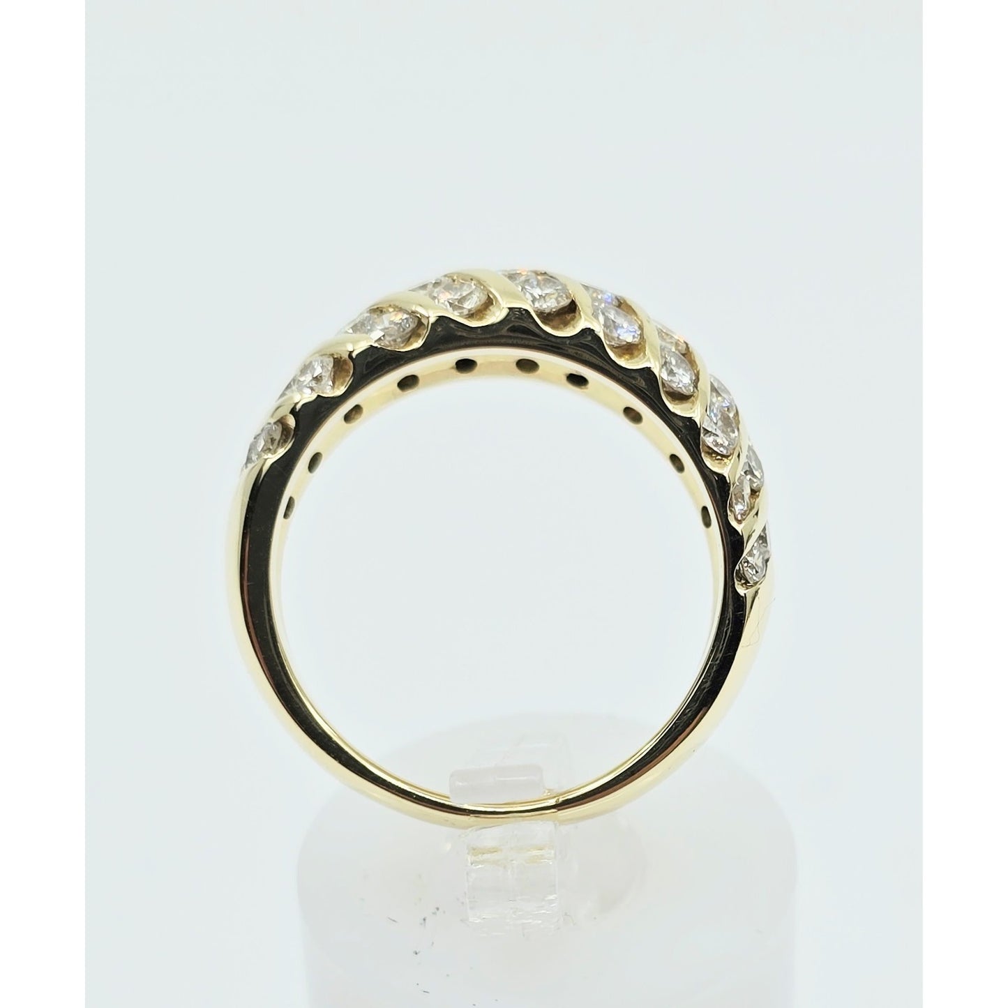 14K Yellow Gold Round Diamond Cocktail Ring