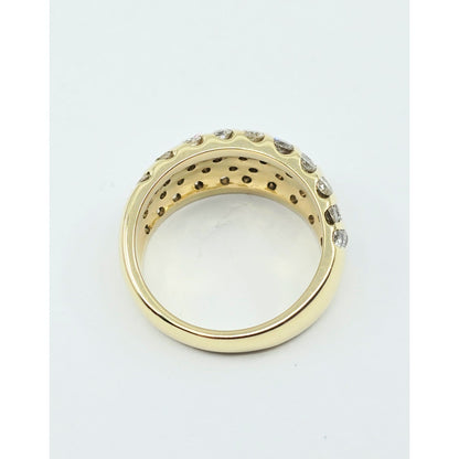 14K Yellow Gold Round Diamond Cocktail Ring